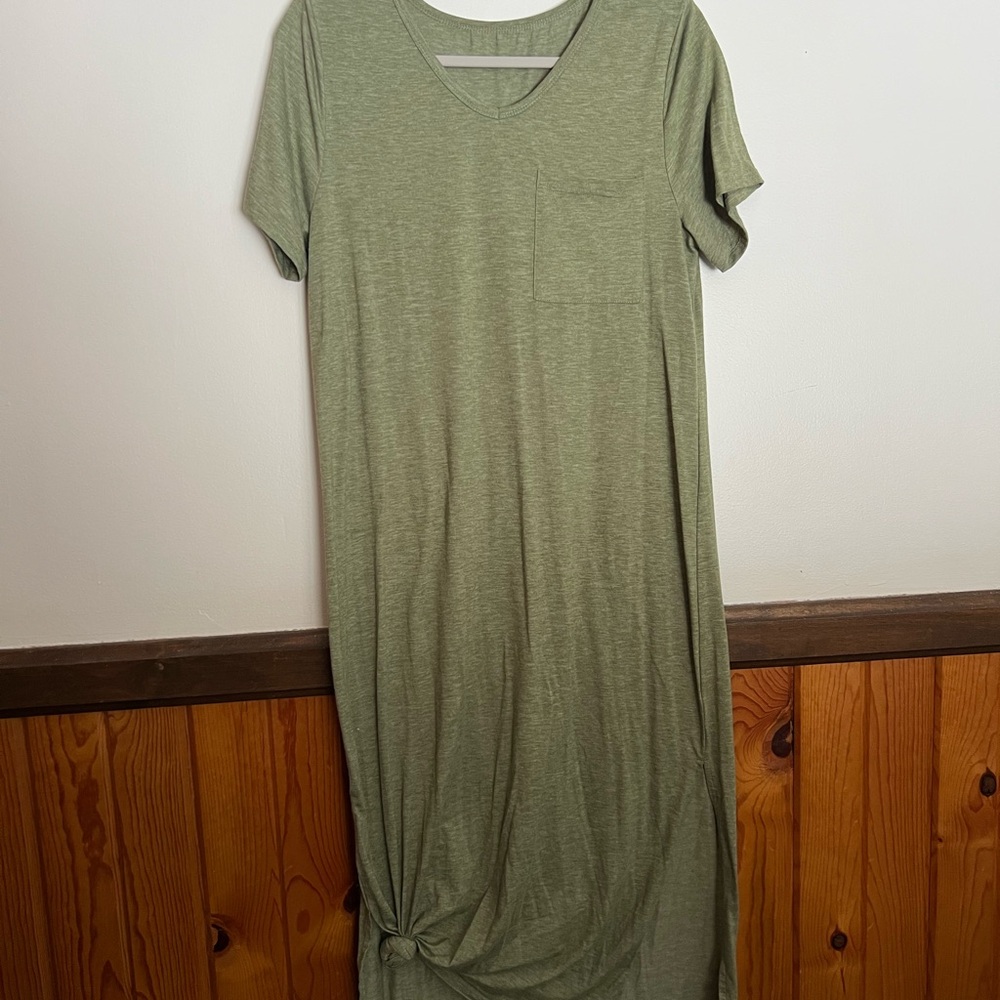 Casual Olive Green Maxi Dress